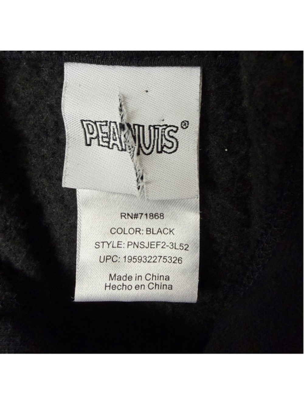 Snoopy Hoodie Sweatshirt Embroidered Licensed Peanuts Women's Black Size M - Picture 5 of 8